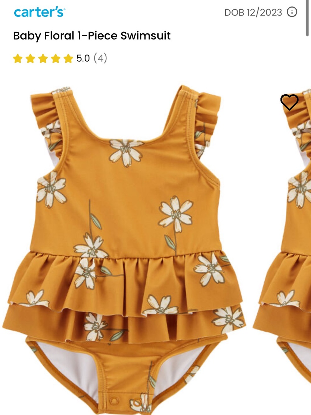 Carter's Rust Floral Ruffle One-Piece Swimsuit - Picture 10 of 11
